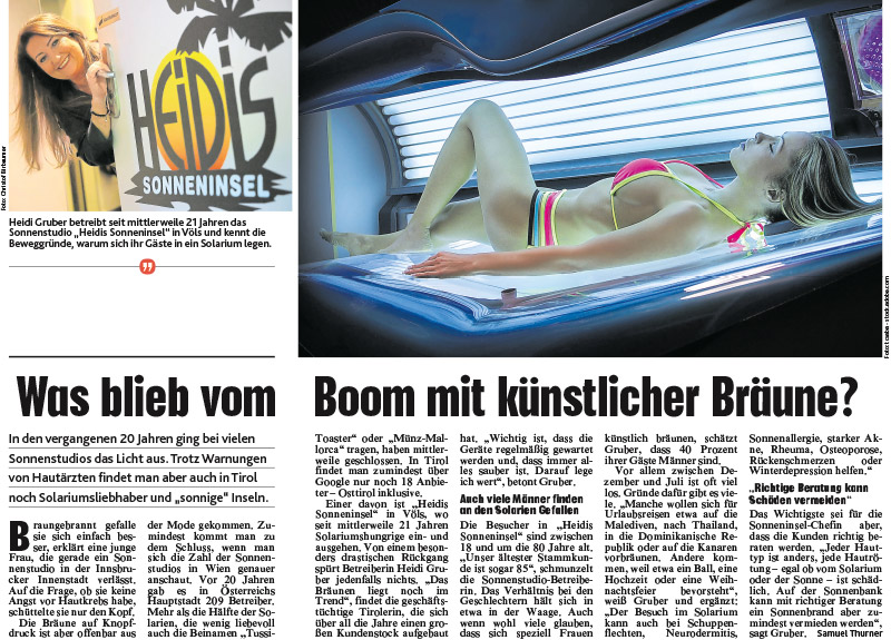 Zeitungsartikel in der Kronenzeitung über Heidis Sonneninsel